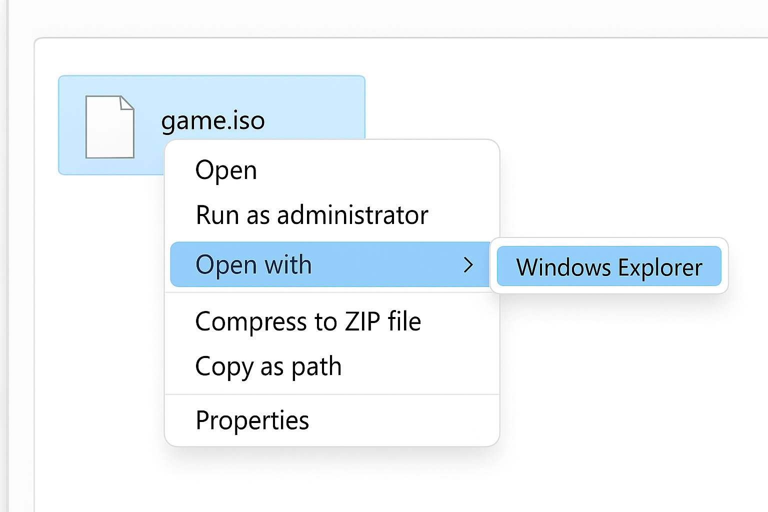 ตัวอย่างการเปิดไฟล์ ISO ด้วย Windows Explorer